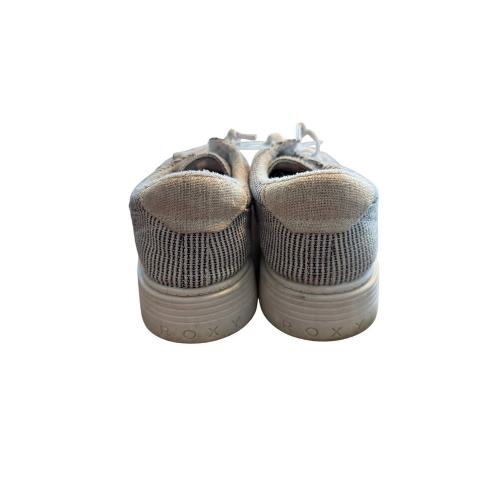 Roxy Womens Striped Canvas Lace-Up Sneakers Casual Style Size 9.5 White & Gray L - Picture 2 of 10